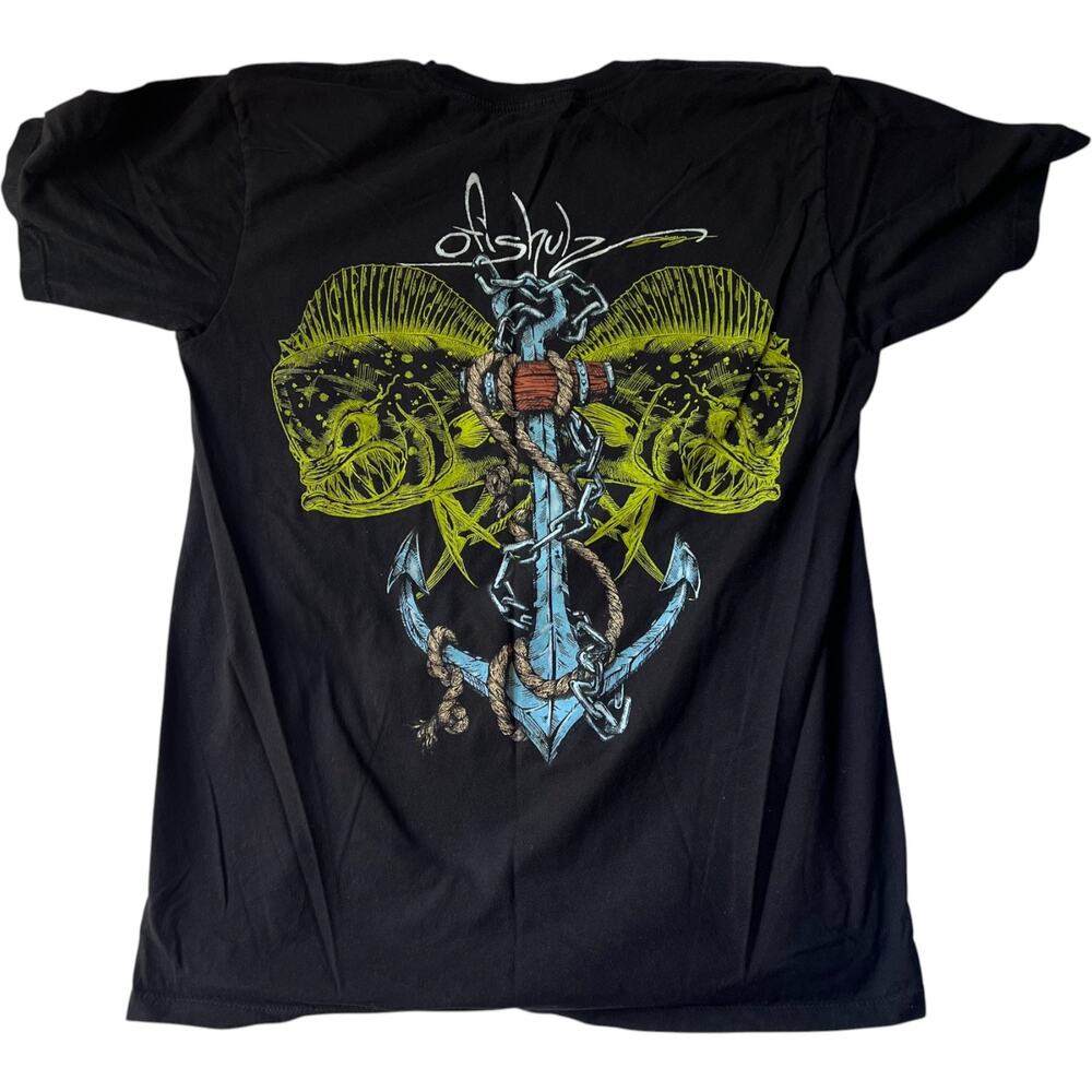 ofishulz Anchor Mahi Graphic T-Shirt Black Men’s Medium Coastal Fishing